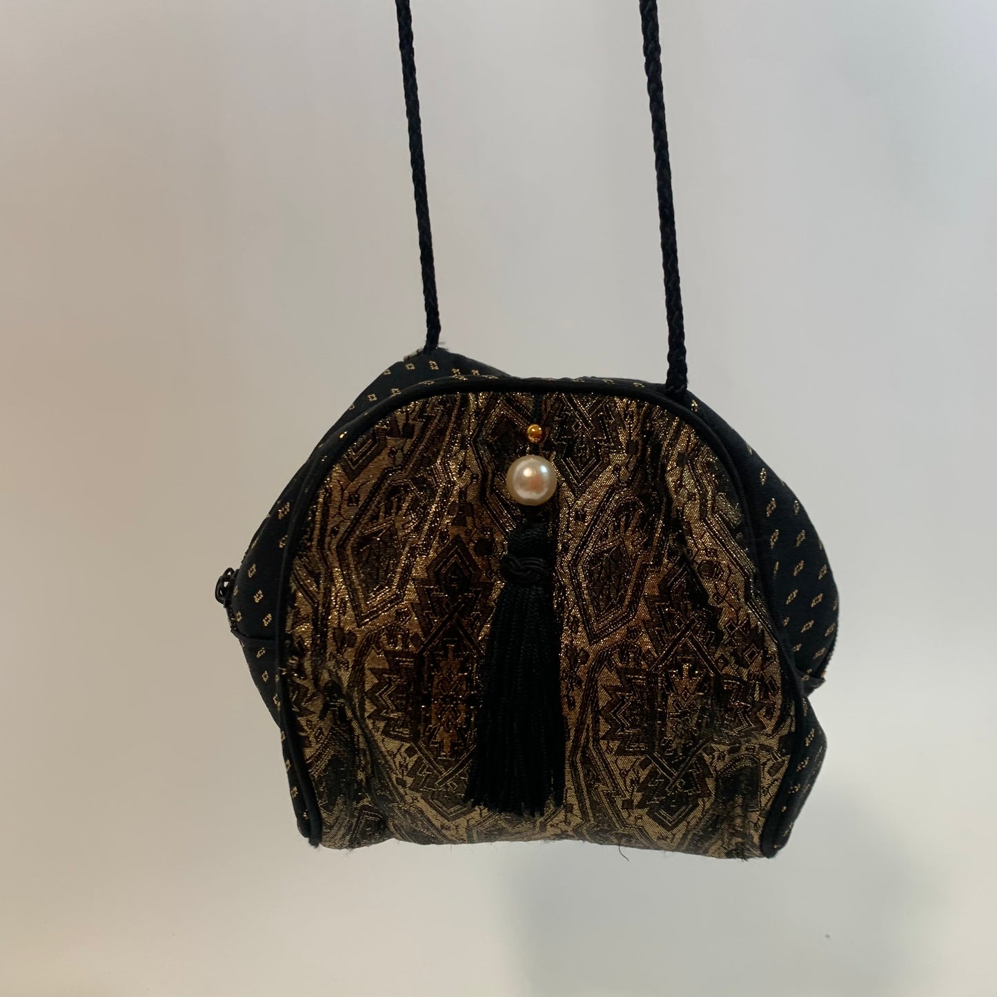 Whiting & Davis Vintage International Black and Gold Mini Bag Purse