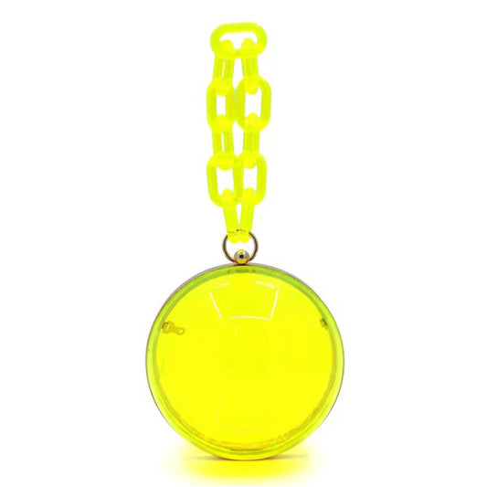 Neon Yellow Acrylic Ball Purse with Chunky Chain Strap