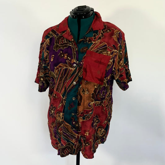 Vintage Maggie McNaughton Fall Vibes Short Sleeve Button Up
