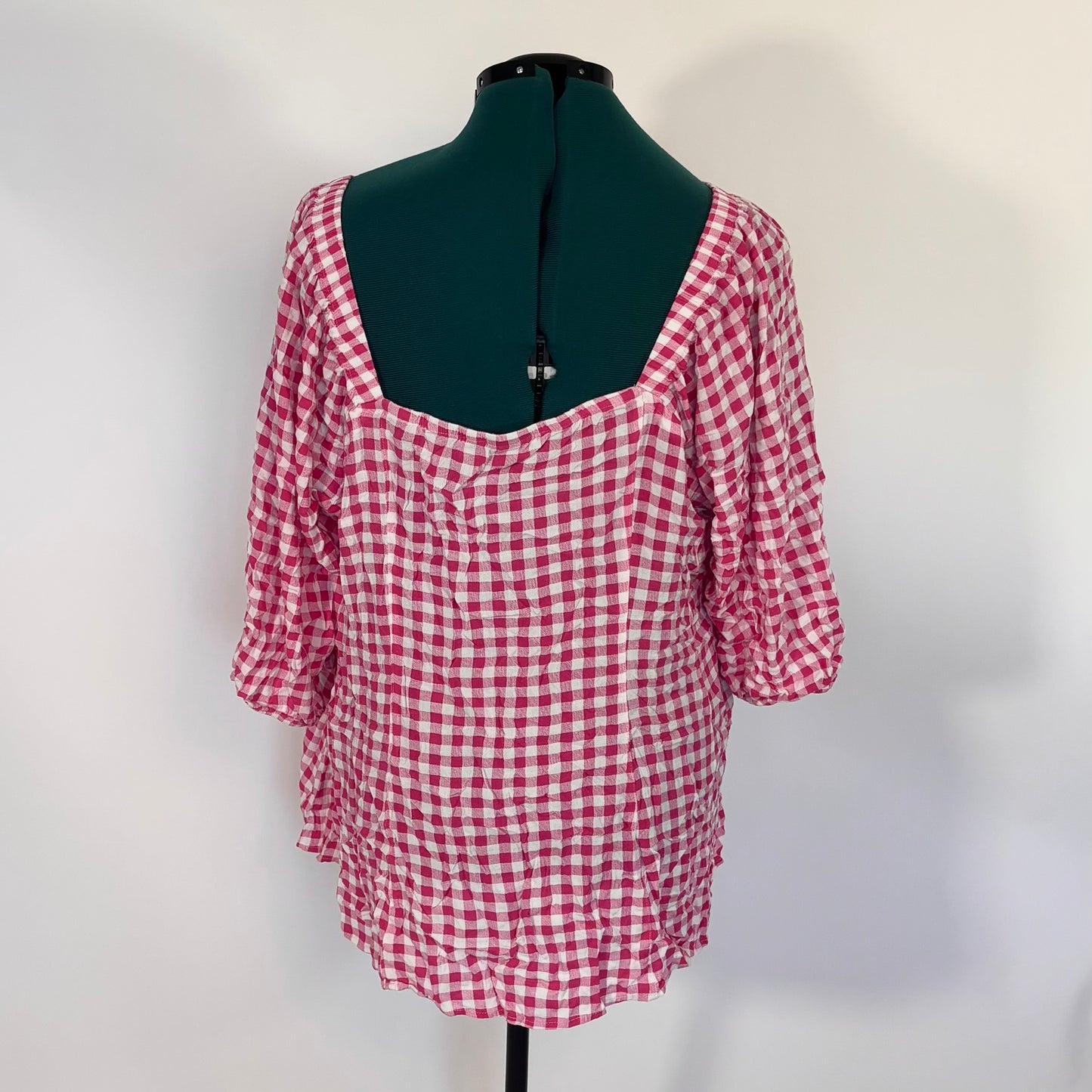 Torrid Pink and White Gingham Faux Button Front Shirt