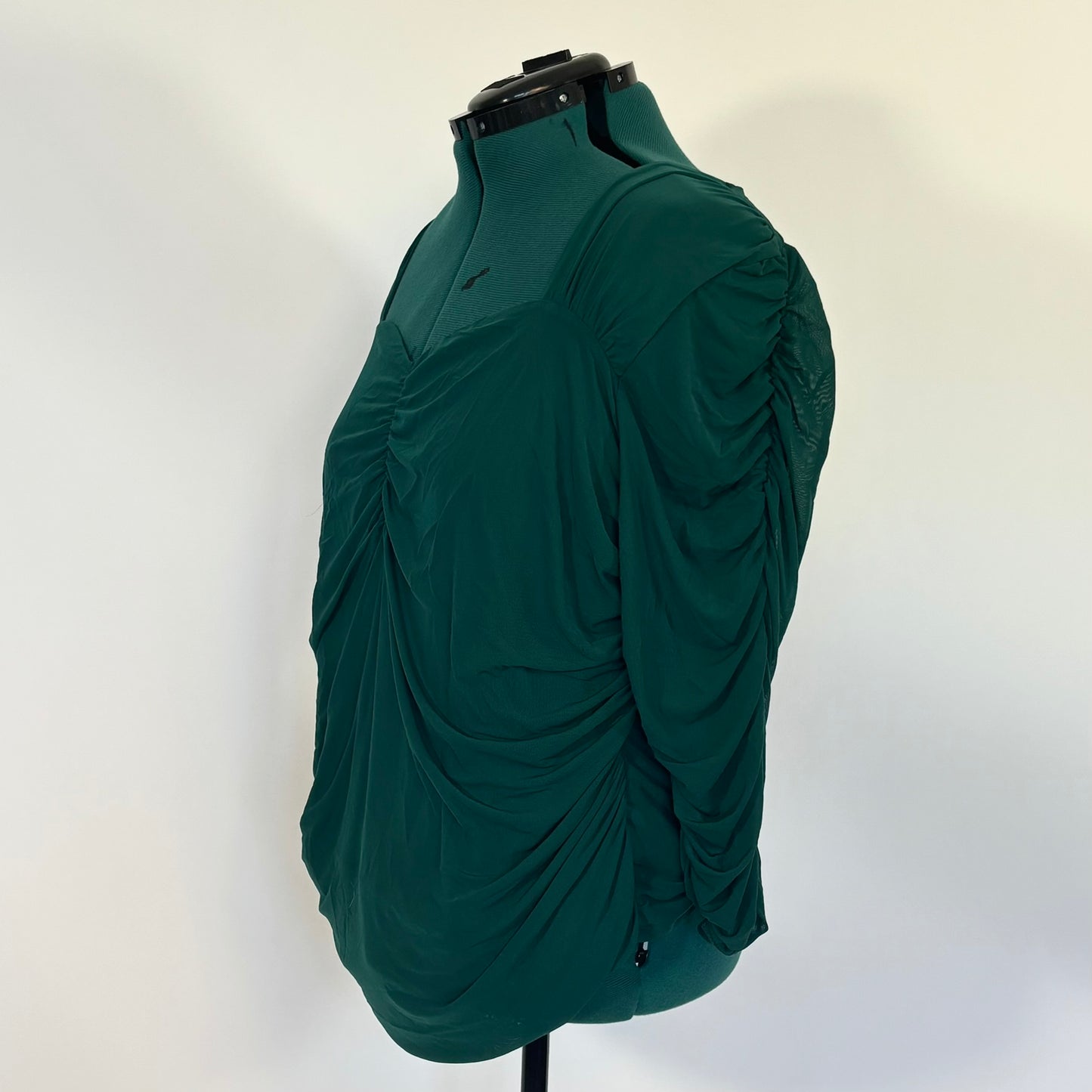 Torrid Green Mesh Overlay Sweetheart Neck Long Sleeve Top