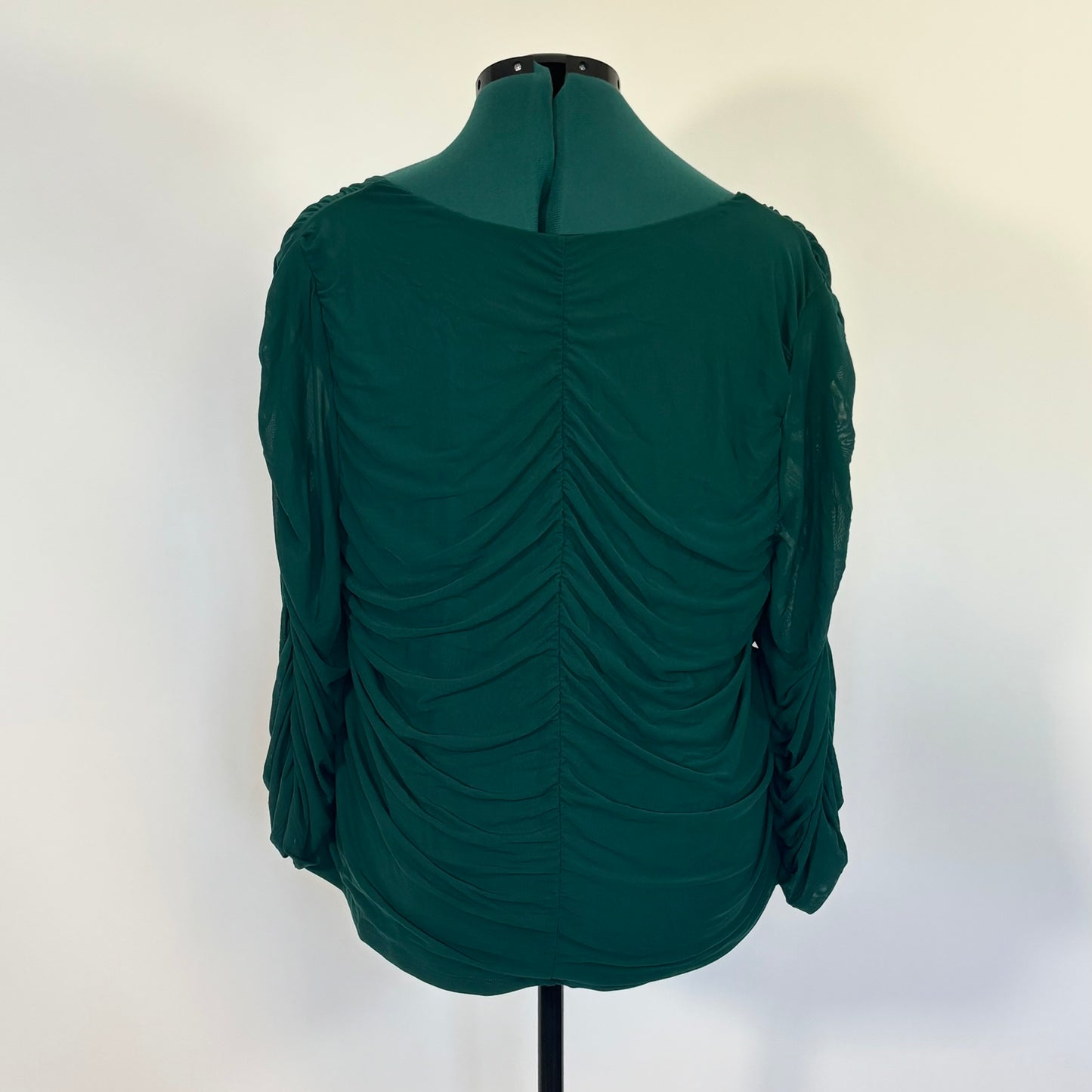 Torrid Green Mesh Overlay Sweetheart Neck Long Sleeve Top