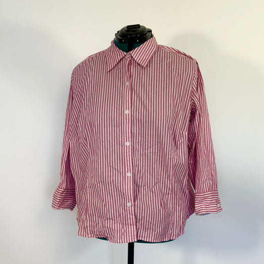 Vintage Villager by Liz Claiborne Pink and White Striped Button Up