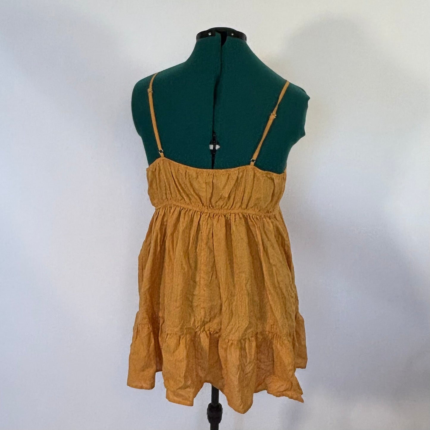Mustard Yellow Tiered Ruffle Long Tank Top