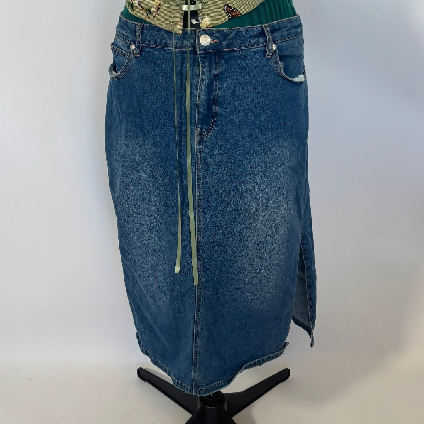Eloquii Denim Midi with Side Slits