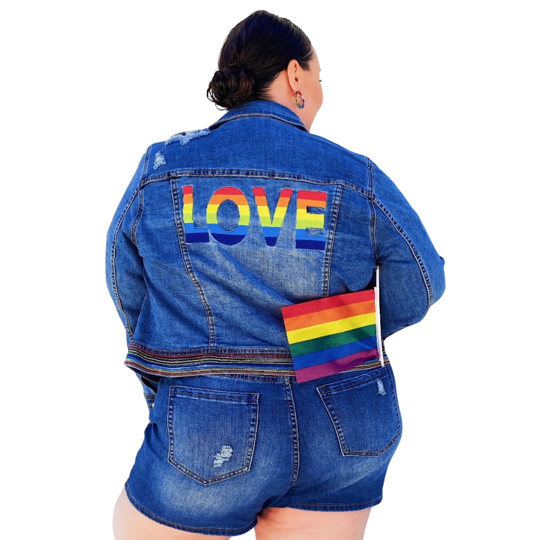 Embroidered Denim “Love” Pride Jacket