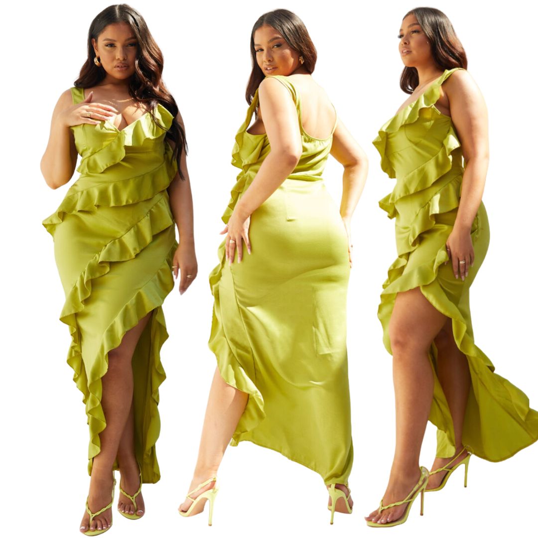 Green Sleeveless Ruffle Dress NWT