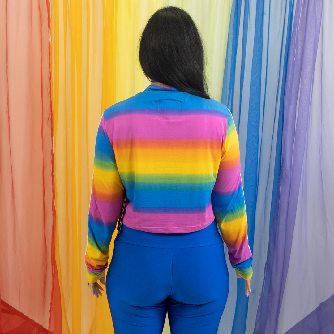 Rainbow Cropped Half Zip Sweatshirt NWT