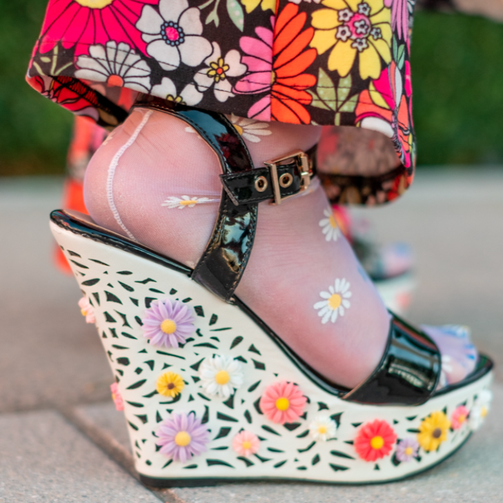 3D Flower Wedge Heels (Size 10)