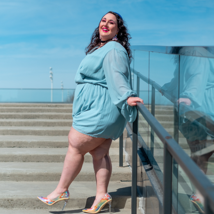 Pale Blue Surplice Neckline Romper