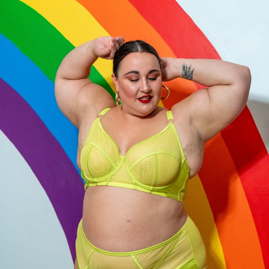 Felicity Hayward X Playful Promises Neon Yellow Sheer Mesh Bra (42 DD/E)