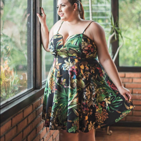 Tropical Print Fit and Flare Mini Dress