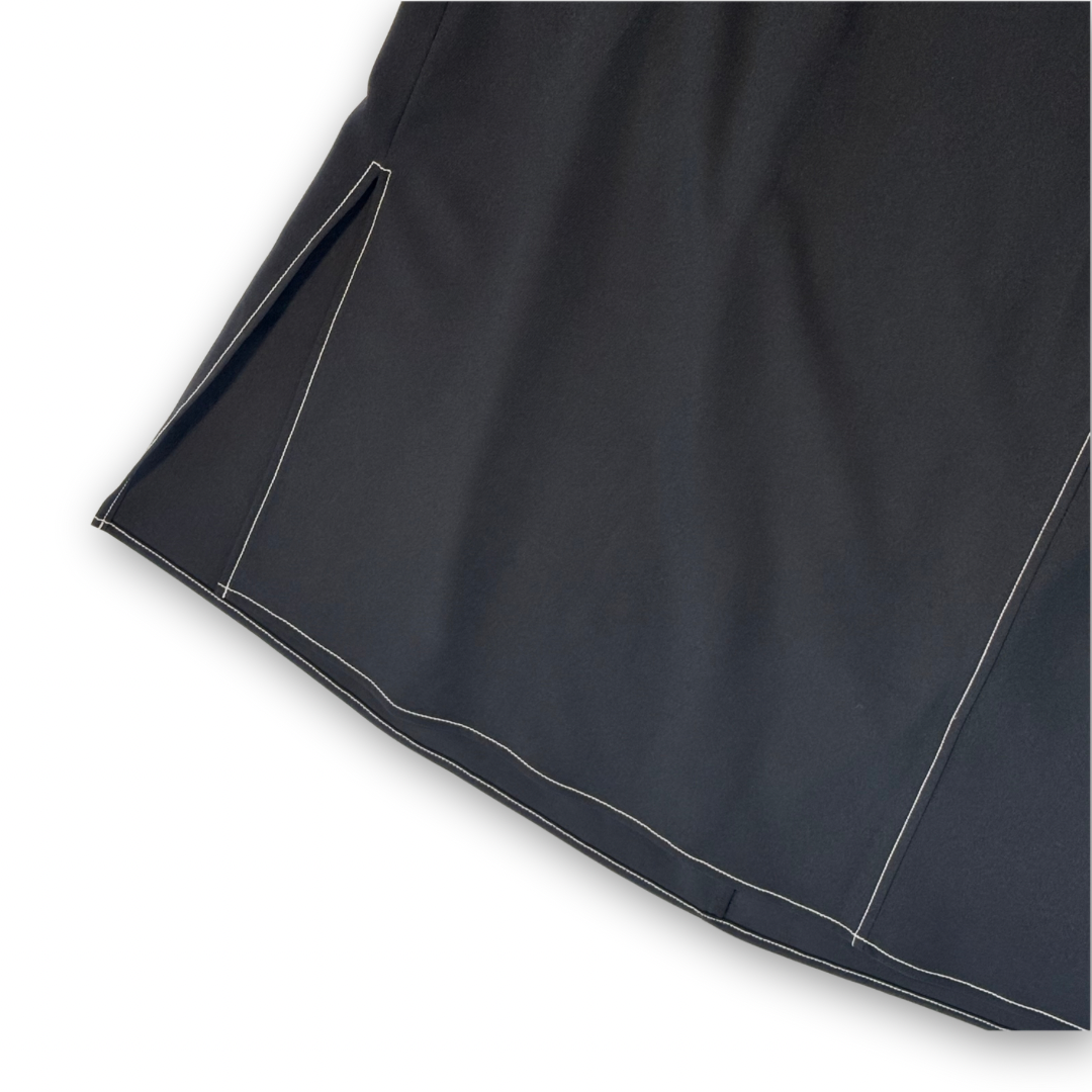 Vintage Black Midi Skirt with White Top Stitching