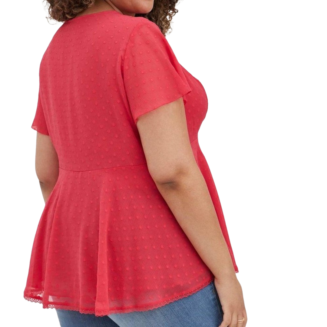 Torrid Hot Pink V Neck Blouse