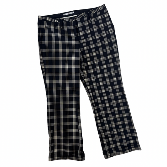 Tommy Hilfiger Black and White Windowpane Plaid Wide Leg Pants