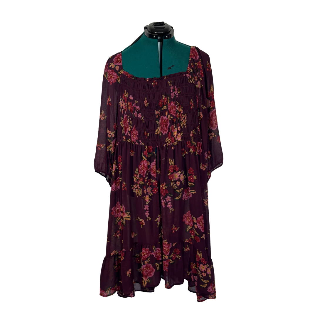 Torrid Burgundy Floral Split Front Tunic Top