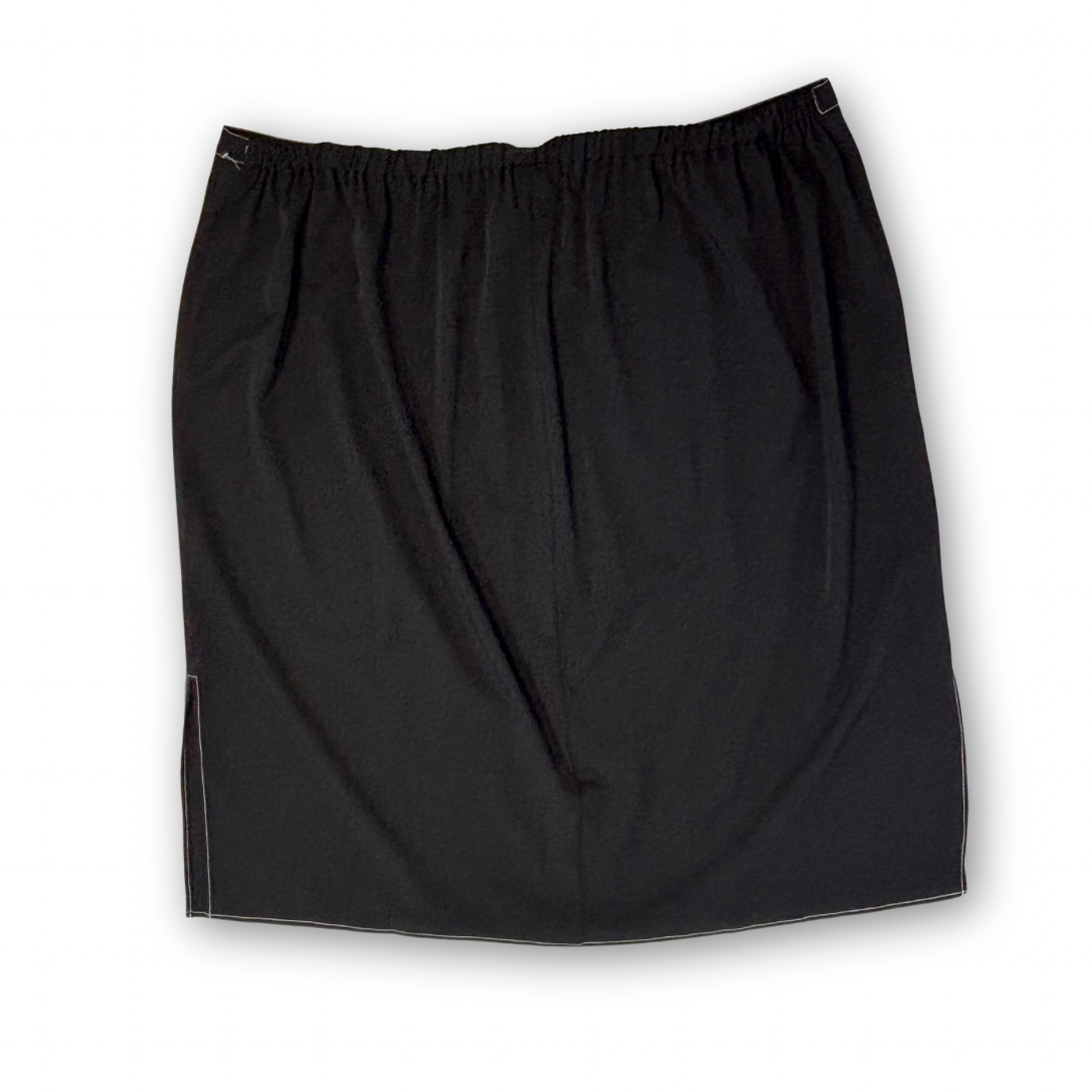 Vintage Black Midi Skirt with White Top Stitching