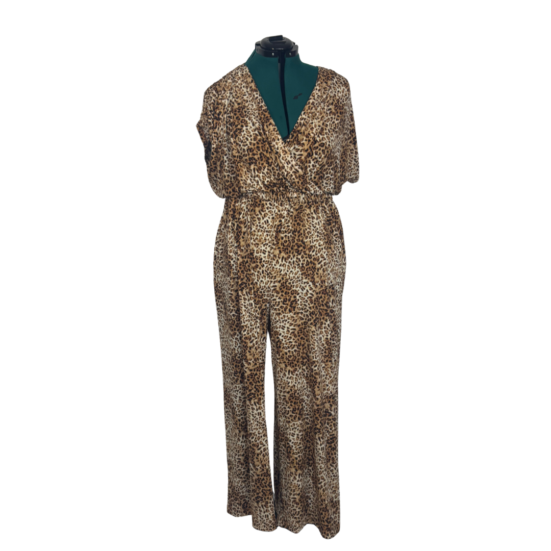 Lane Bryant Leopard Print Jumpsuit with Shoulder Ruching