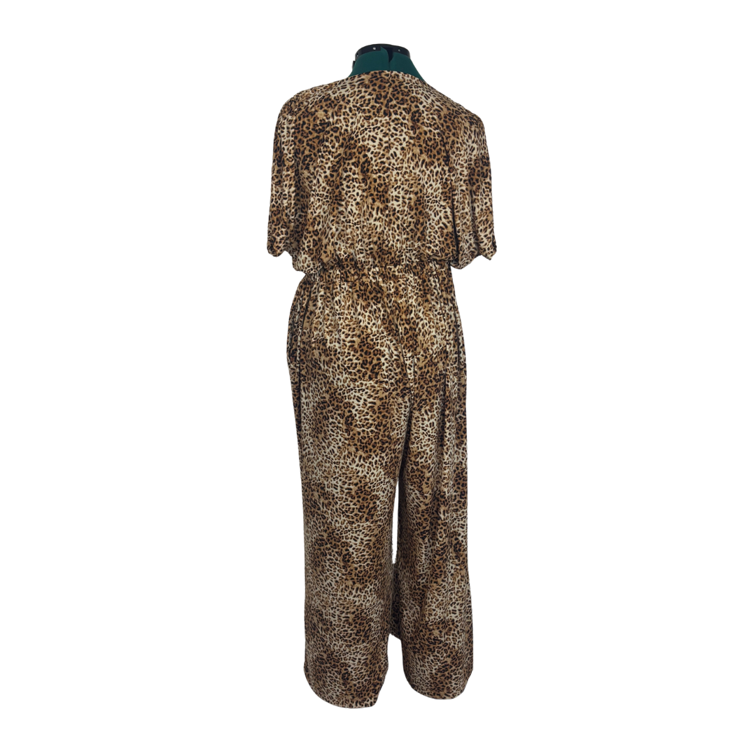 Lane Bryant Leopard Print Jumpsuit with Shoulder Ruching
