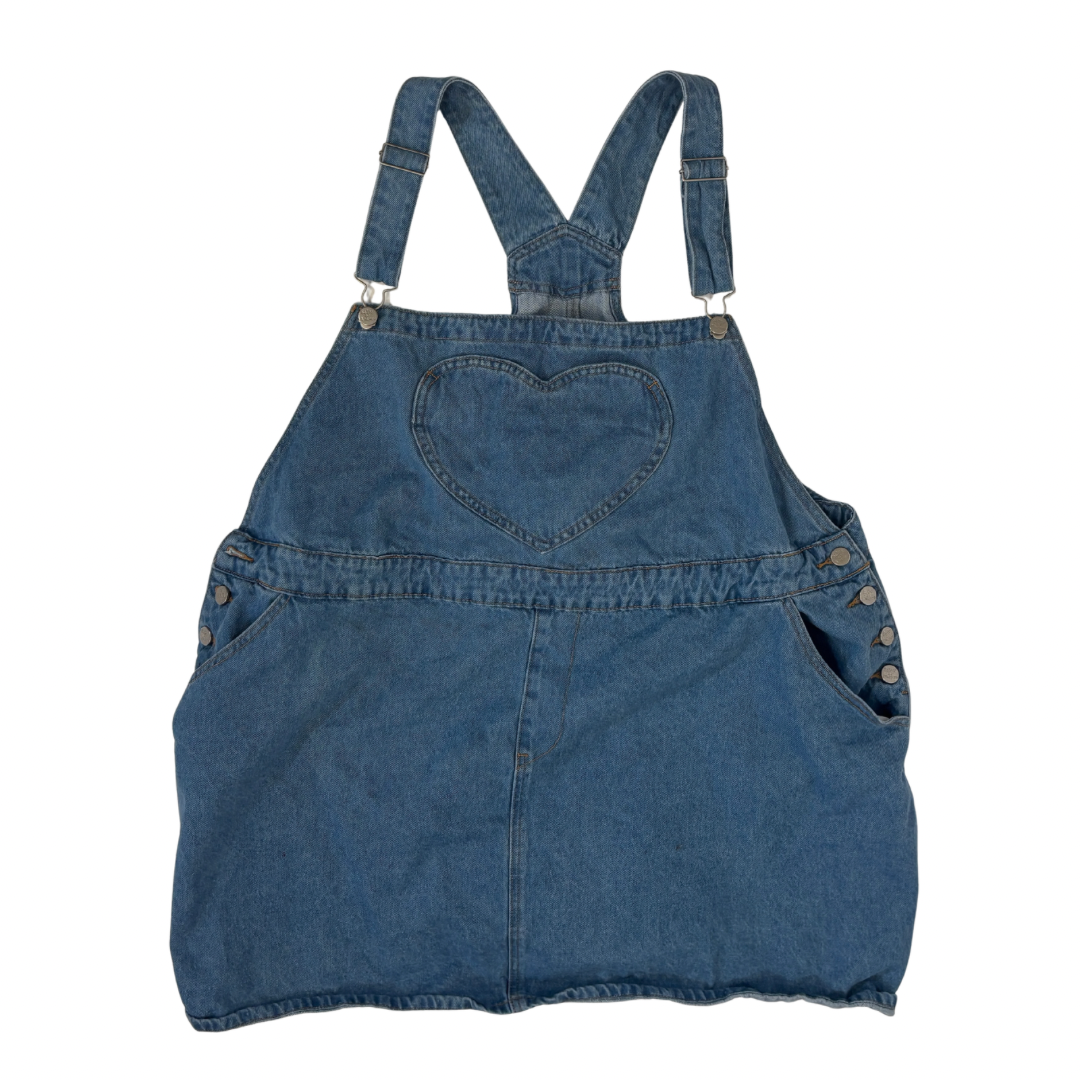 Shiny by Nature Light Wash Denim Overall Dress with Heart Pocket