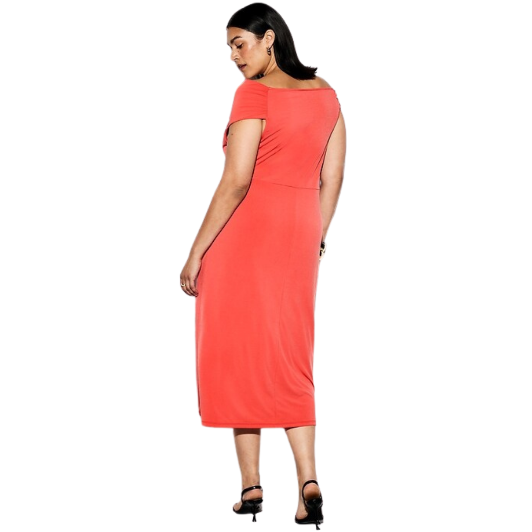 The Occasion by Old Navy Orange Off the Shoulder Dress NWT