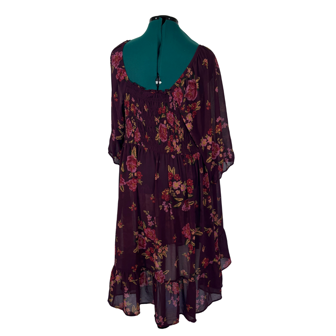Torrid Burgundy Floral Split Front Tunic Top
