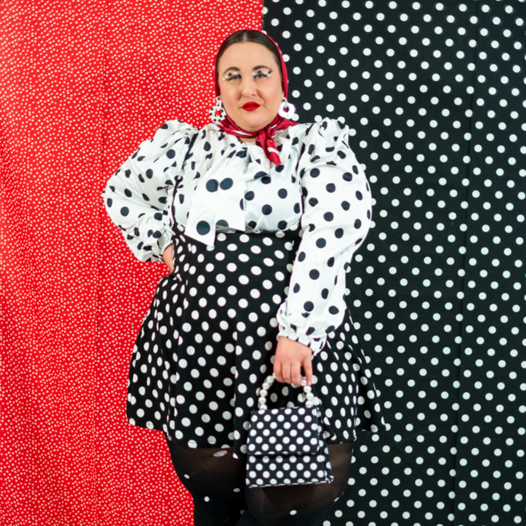 Black and White Polka Dot Overskirt