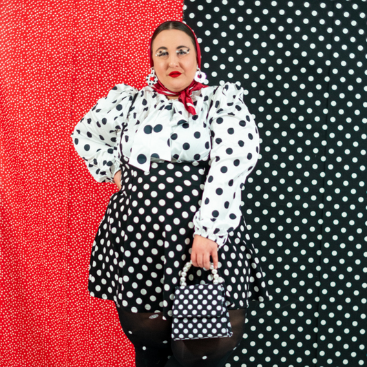 Black and White Polka Dot Overskirt