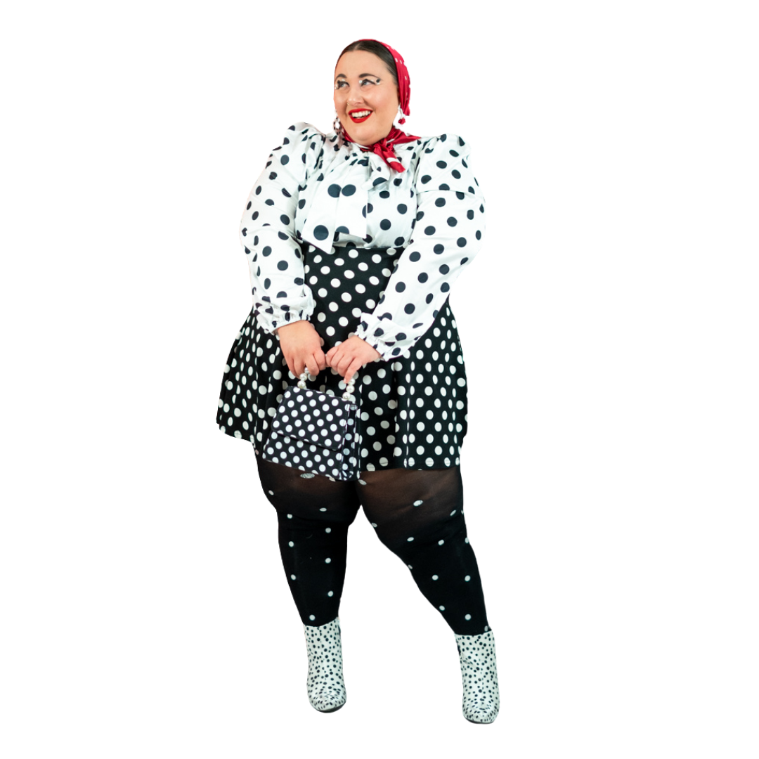 Black and White Polka Dot Overskirt