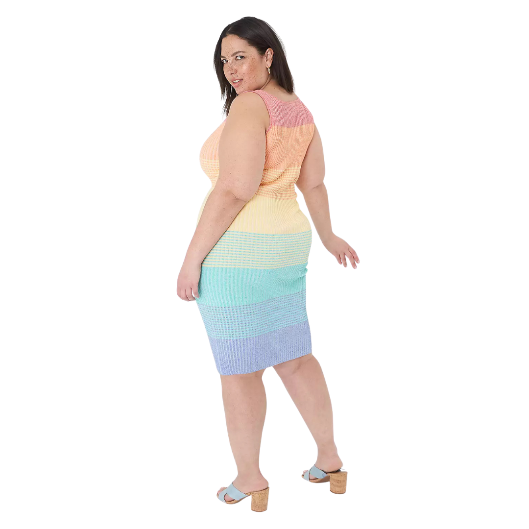 Lane Bryant Rainbow Striped Knit Midi Dress