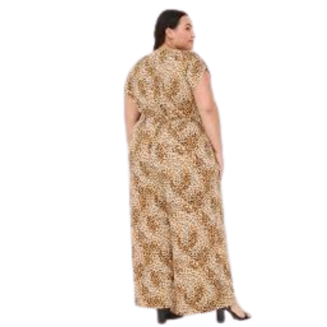 Lane Bryant Leopard Print Jumpsuit with Shoulder Ruching