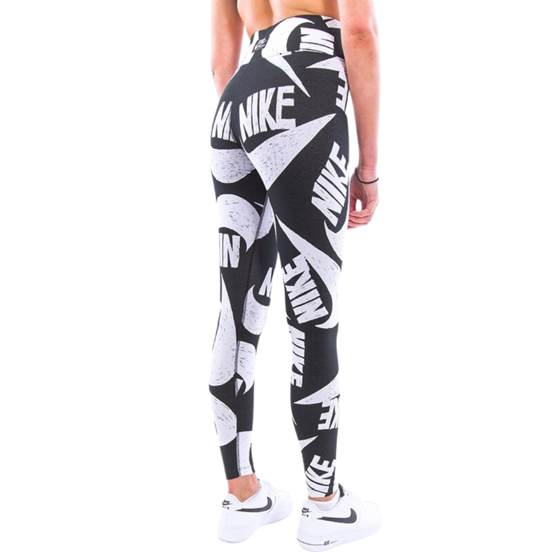 Nike Black and White Scribble Logo Leggings NWT