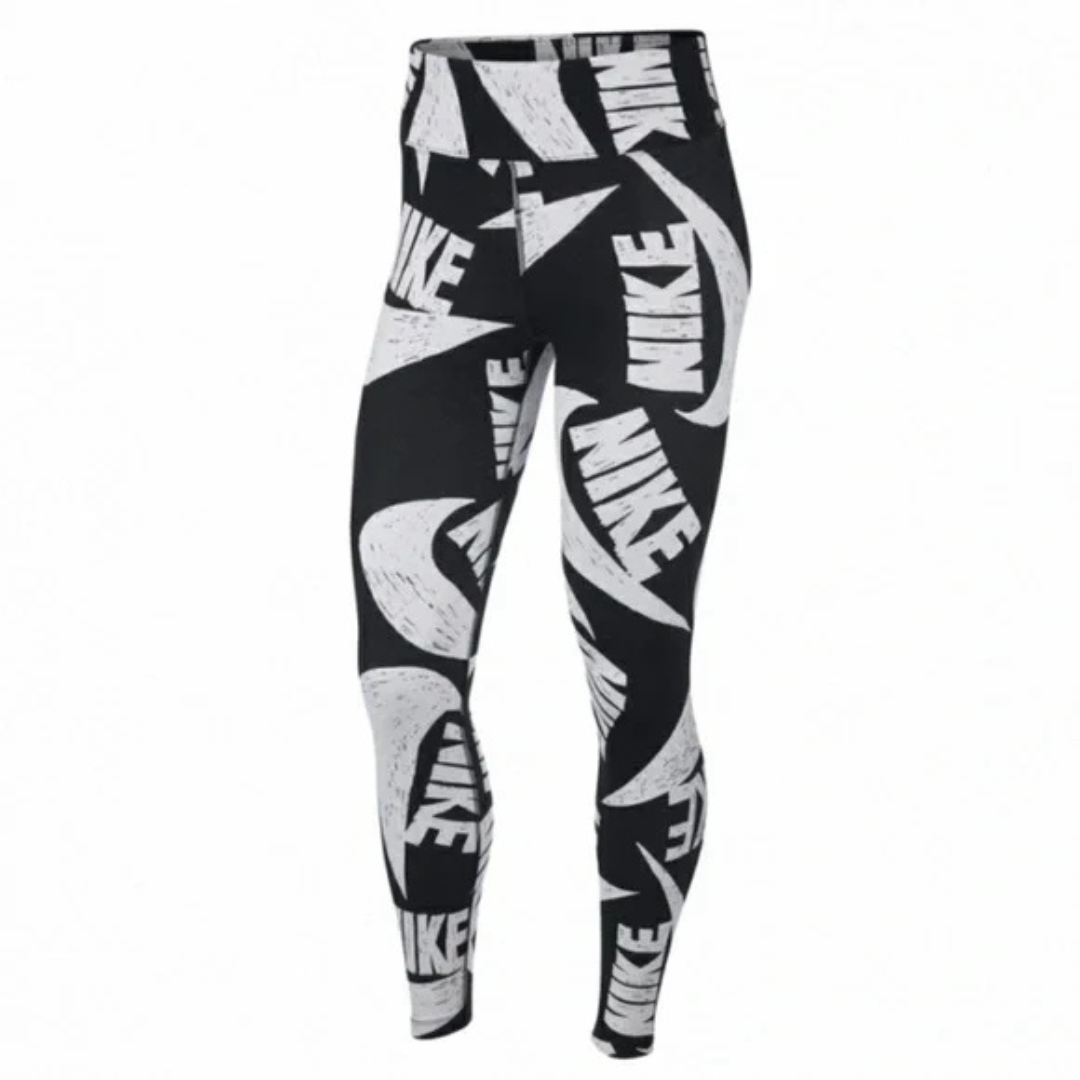 Nike Black and White Scribble Logo Leggings NWT