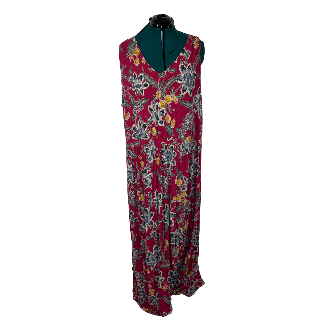 Old Navy Red Sleeveless Floral Maxi Dress