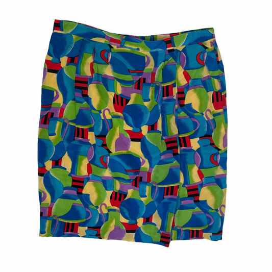 Vintage Abstract Print Multicolored Pencil Skirt