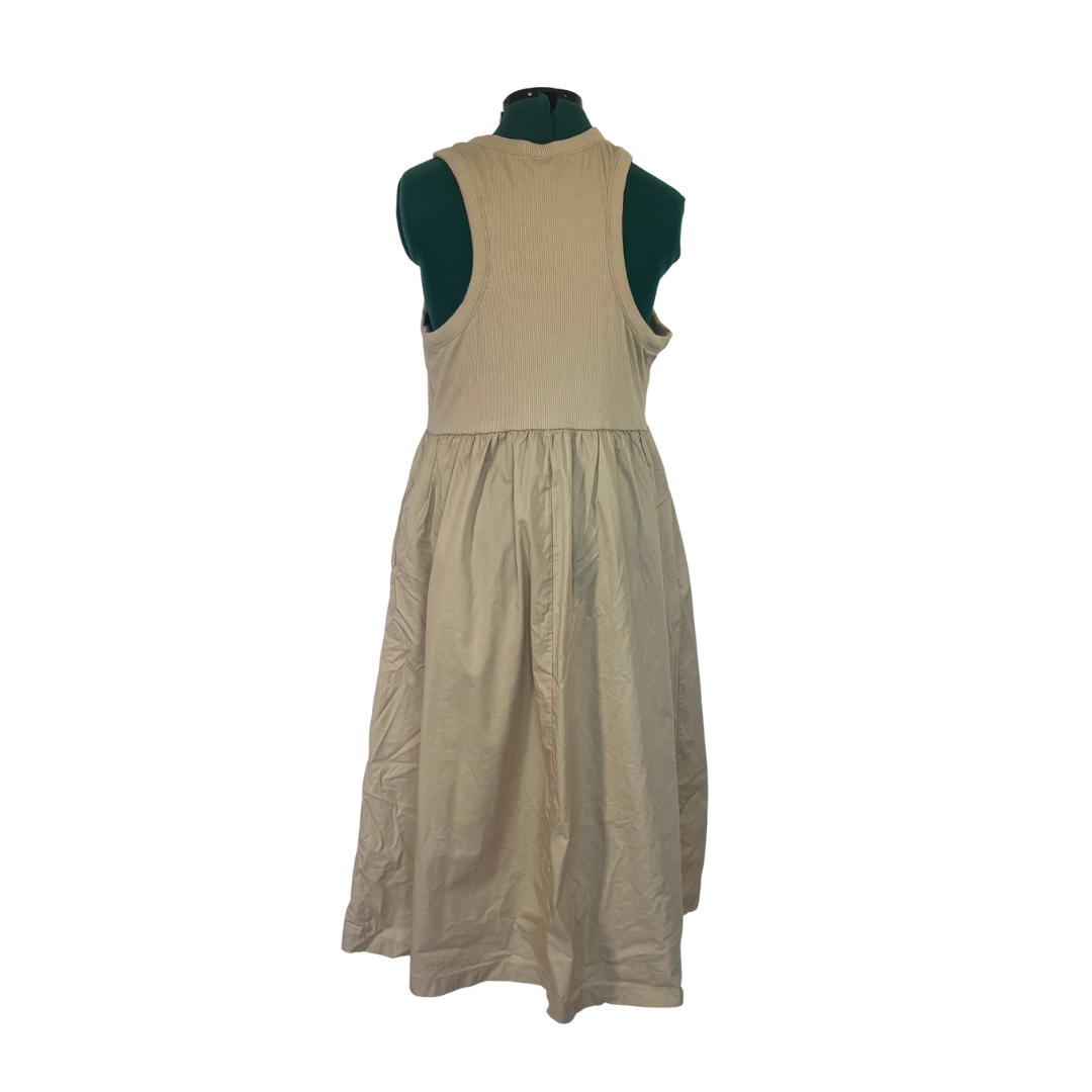 Beige A-Line Midi Tank Dress