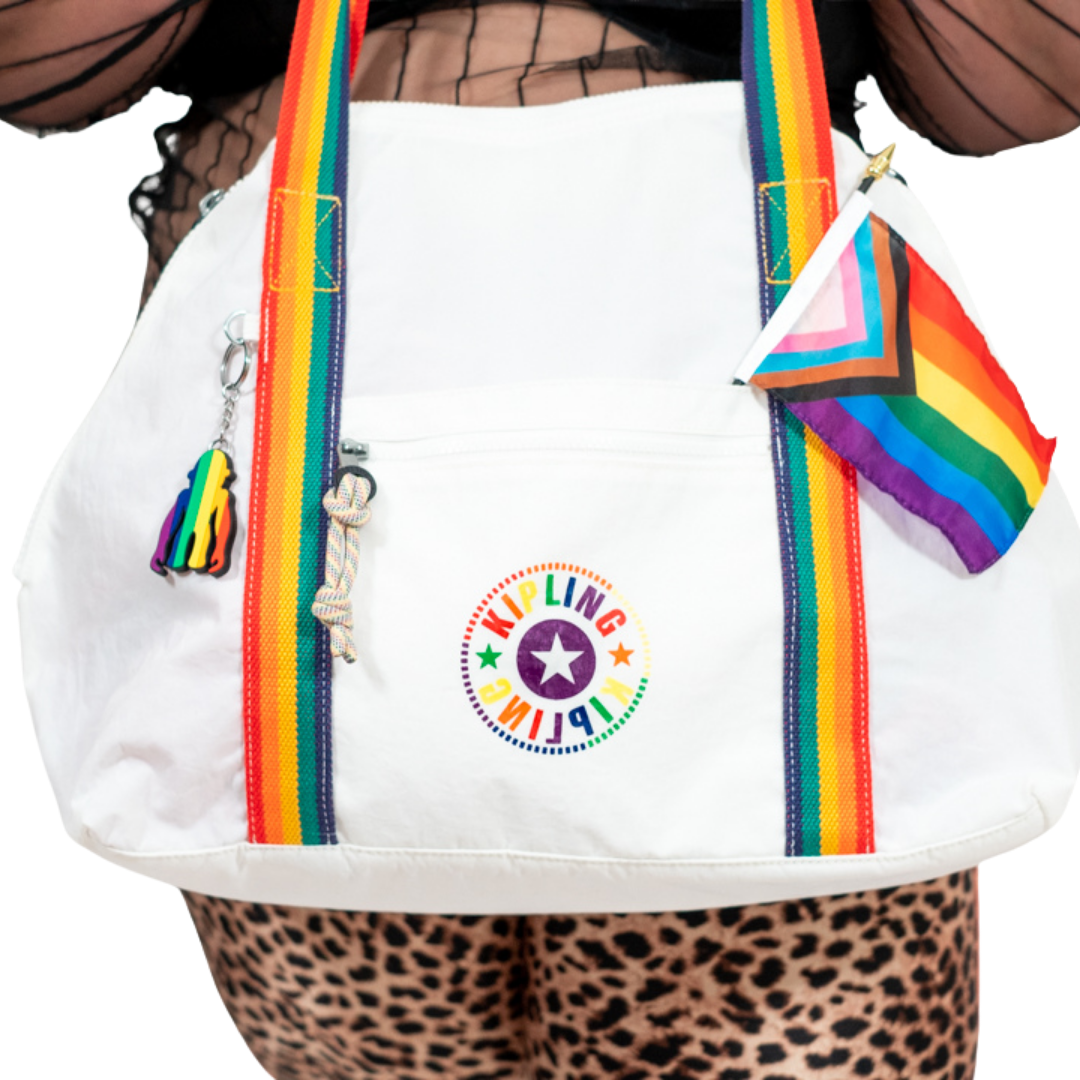 Kipling White and Rainbow Weekender Bag