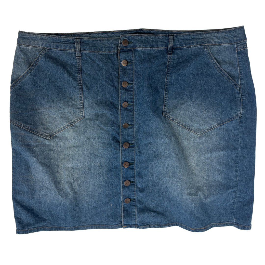 Vintage Medium Wash Button Front Denim Skirt