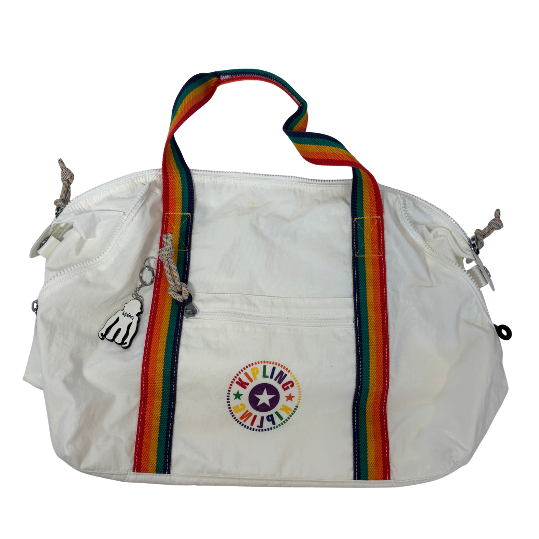Kipling White and Rainbow Weekender Bag
