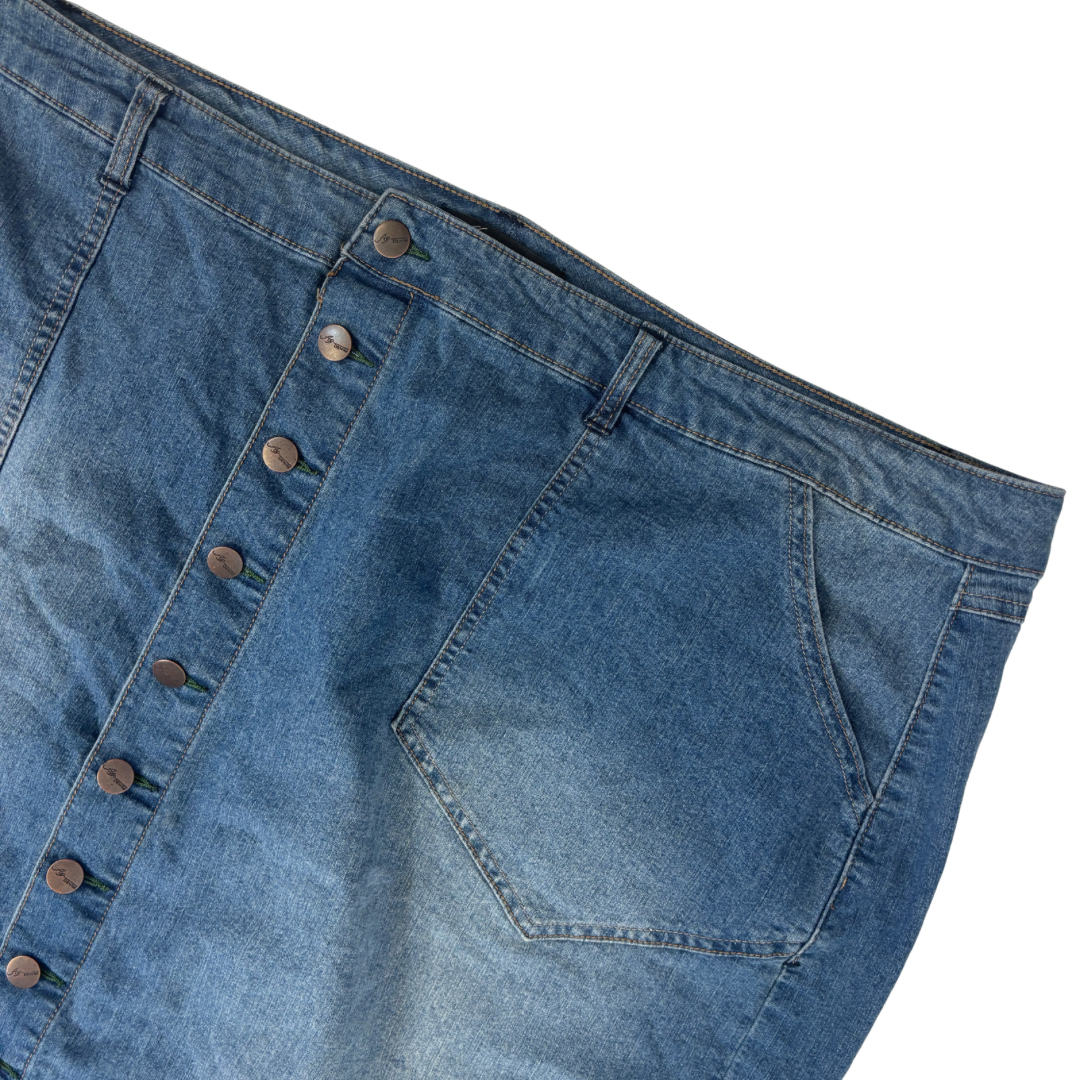 Vintage Medium Wash Button Front Denim Skirt