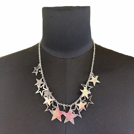 Y2K-Inspired Silver Toned Star Necklace