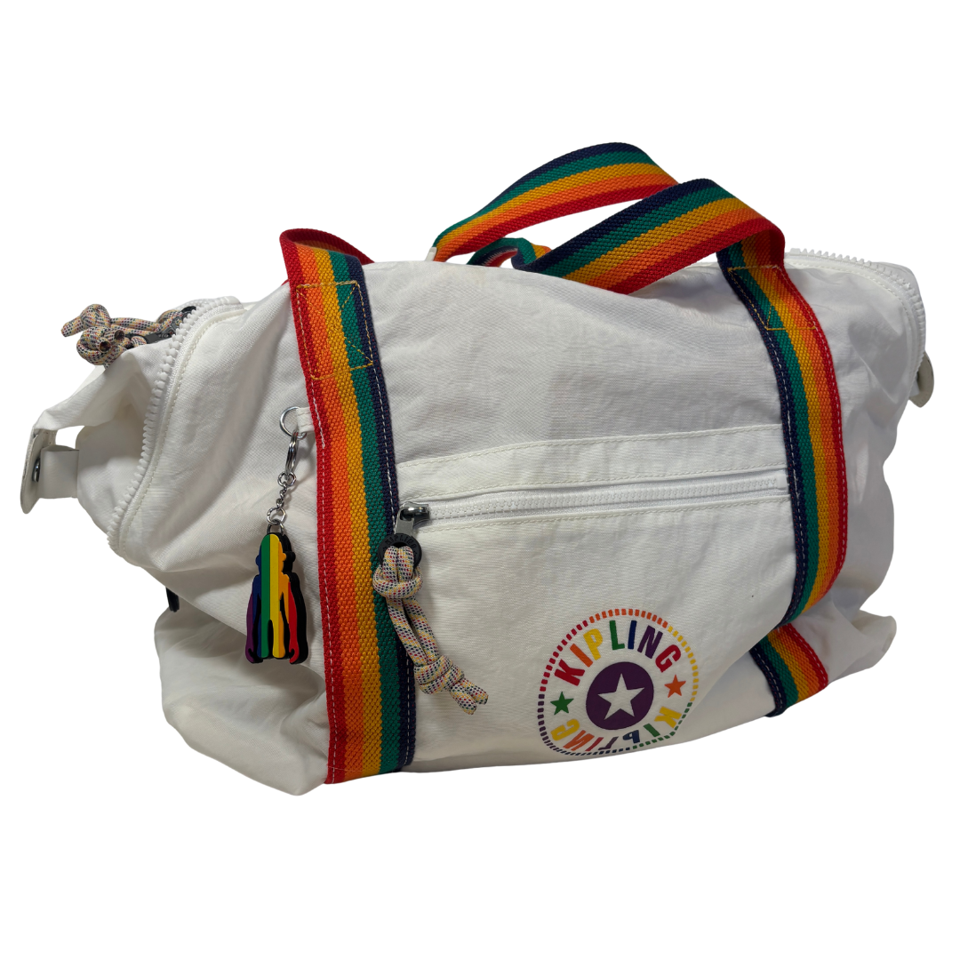 Kipling White and Rainbow Weekender Bag
