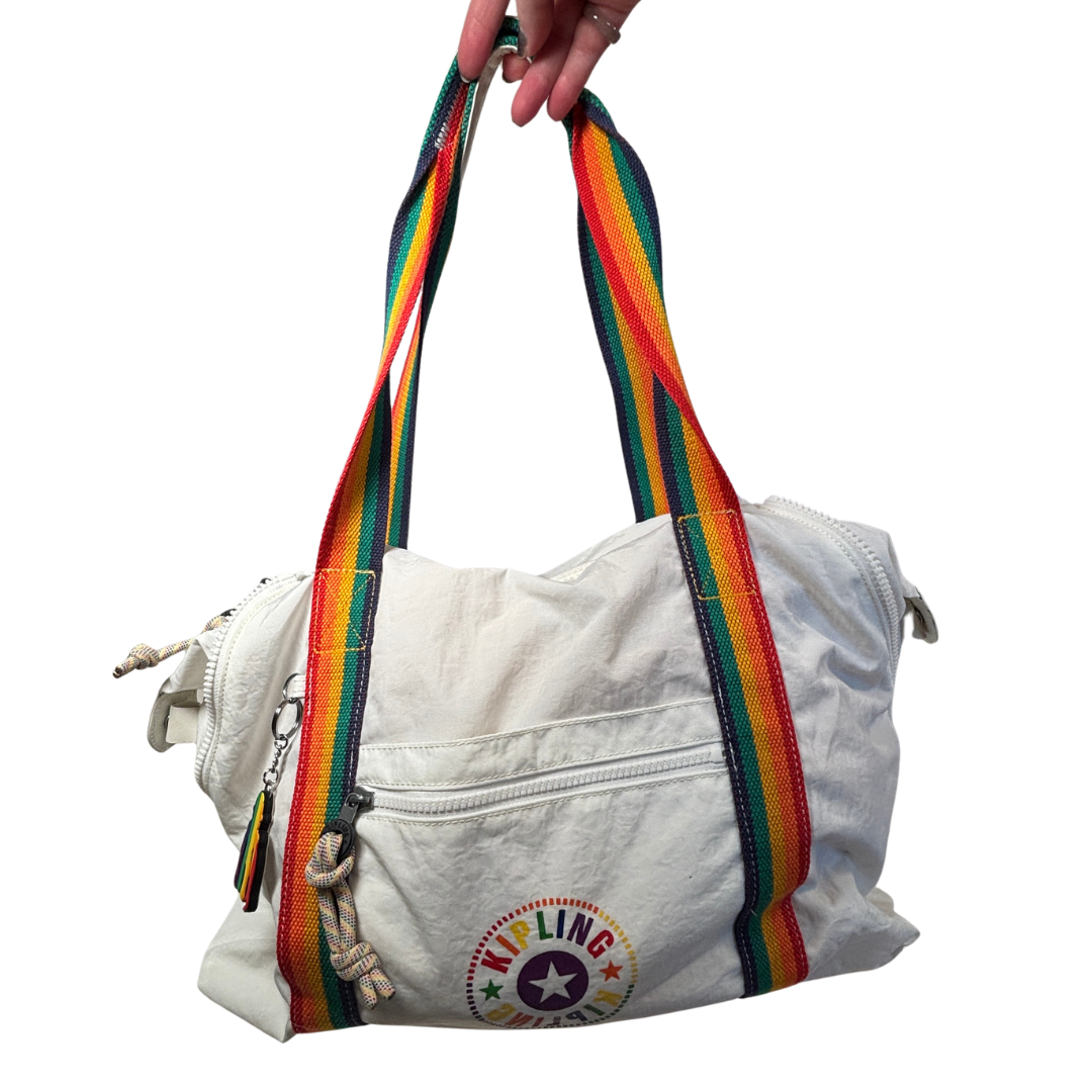 Kipling White and Rainbow Weekender Bag