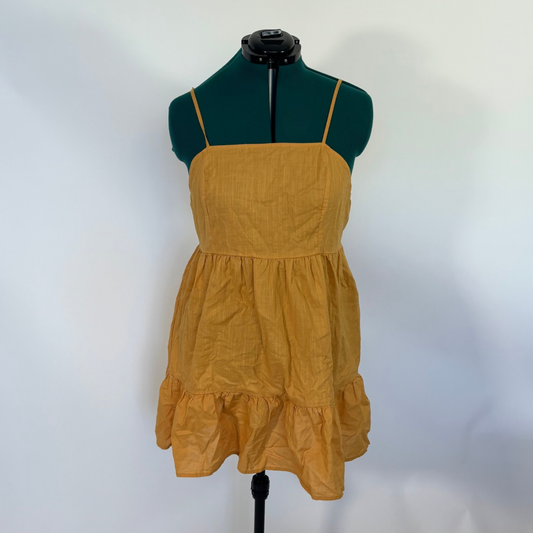Mustard Yellow Tiered Ruffle Long Tank Top