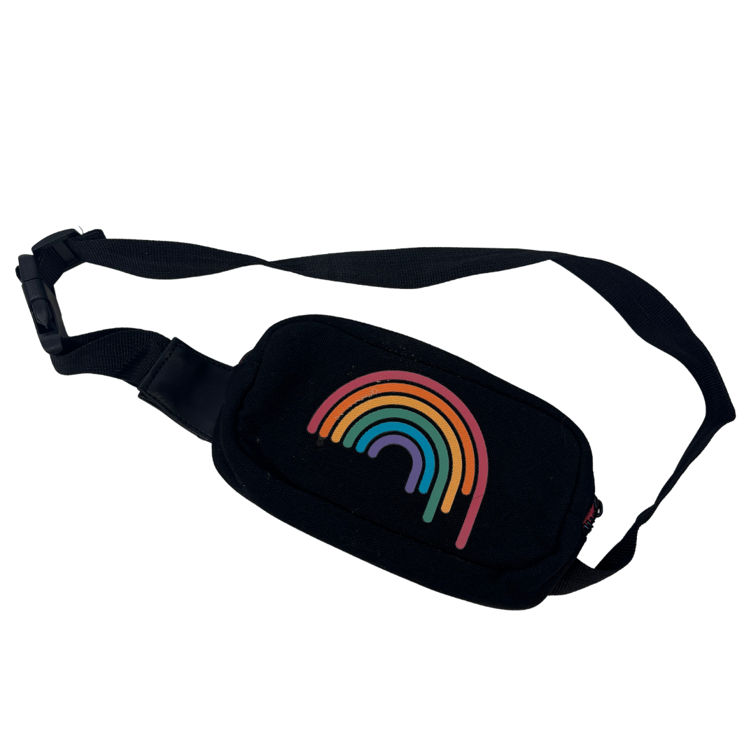 Black Mini Belt Bag with Rainbow Design