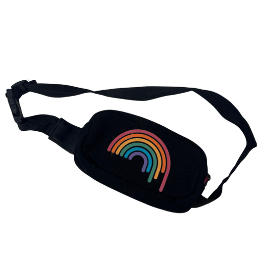 Black Mini Belt Bag with Rainbow Design