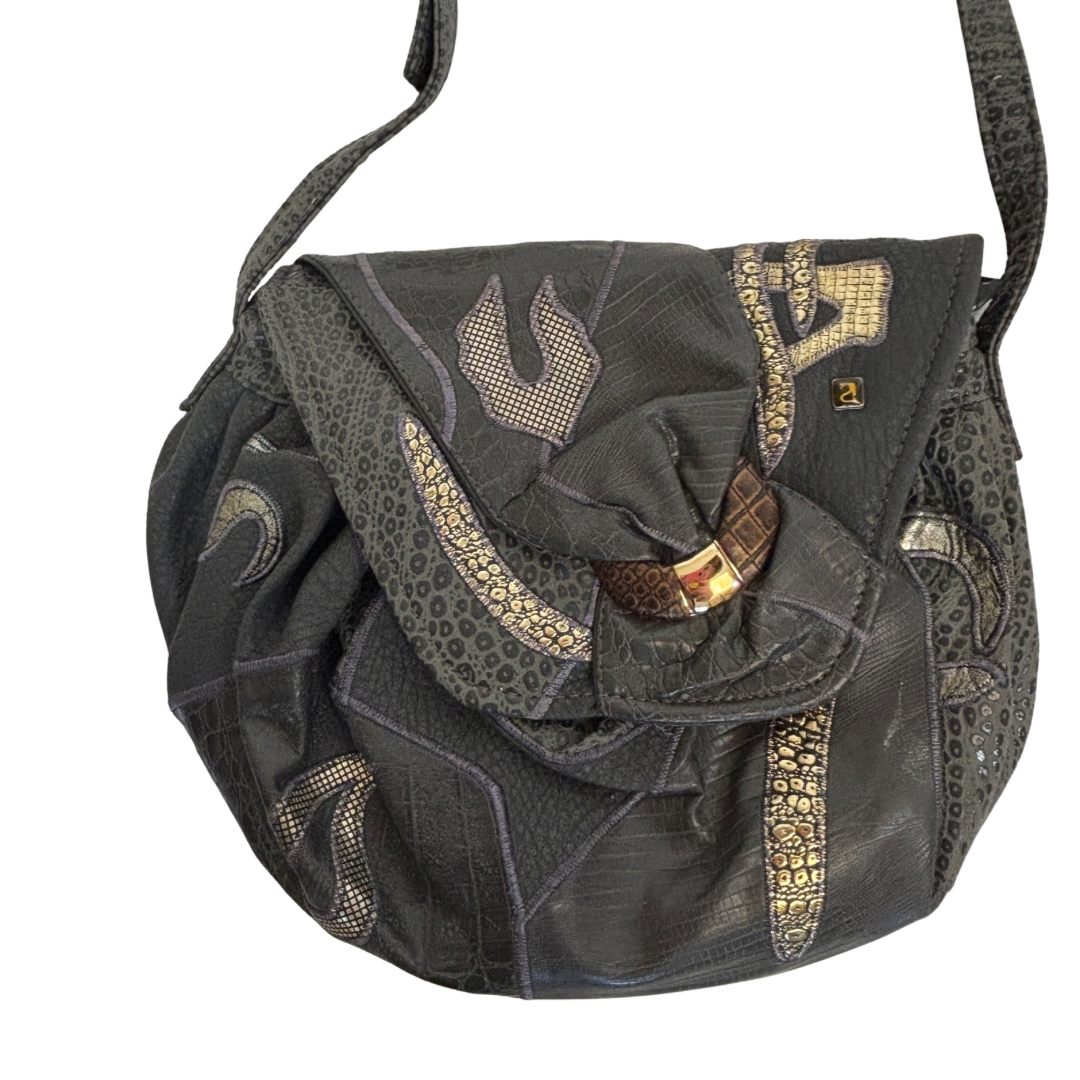 Vintage Faux Animal Skin Purse with Gold Details