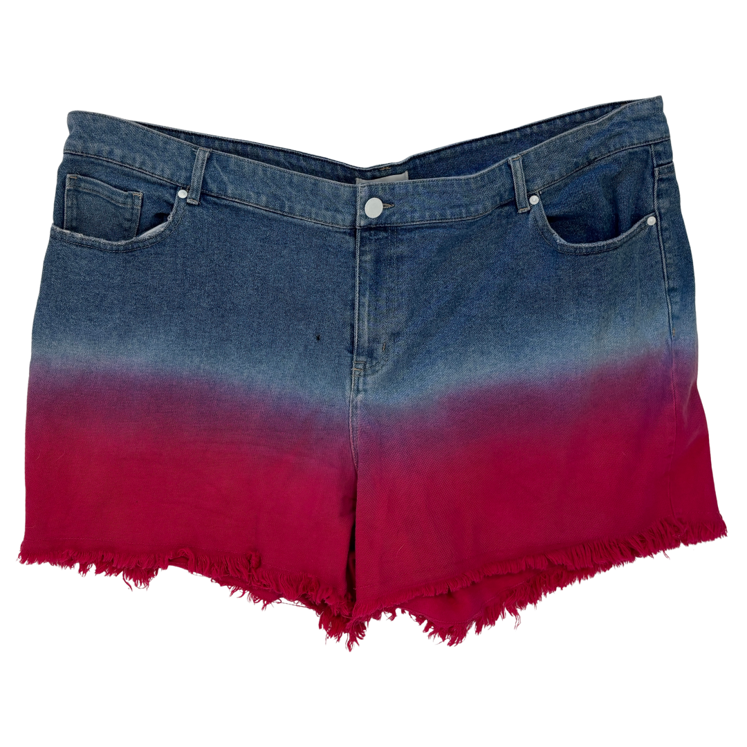 Lane Bryant Pink Dip Dyed Denim Boyfriend Shorts