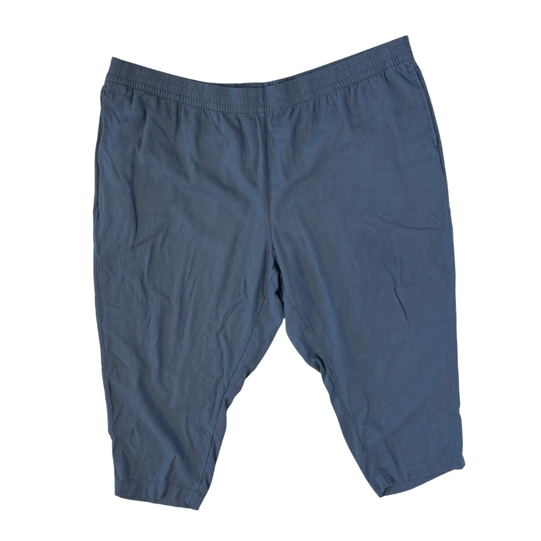Old Navy High Rise Straight Leg Linen Blend Pull on Pants in Blue