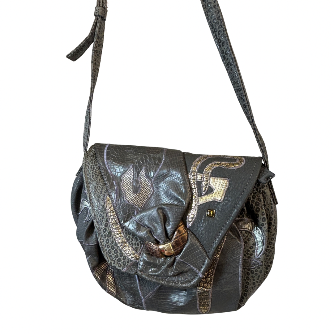 Vintage Faux Animal Skin Purse with Gold Details